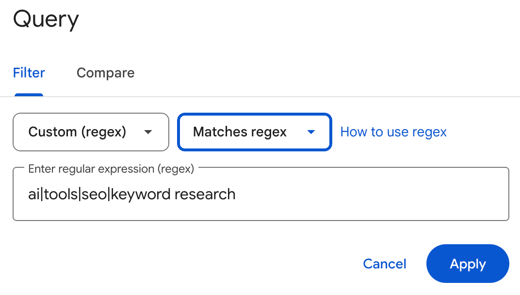 Setting up filters in Search Console